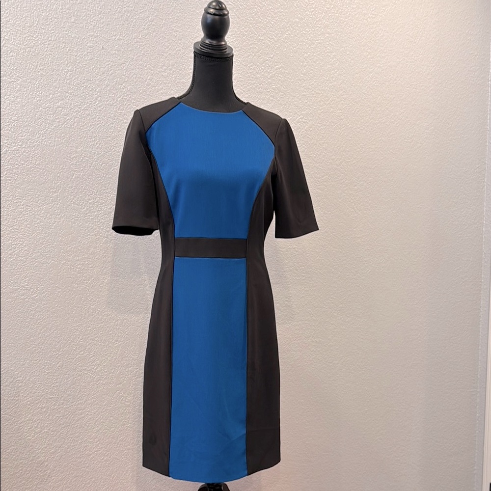 Elegant Blue and Black Dress by Tahari Arthur Levine.